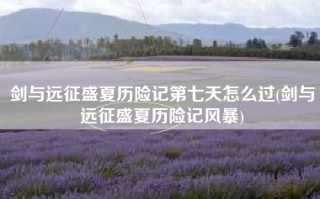剑与远征盛夏历险记第七天怎么过(剑与远征盛夏历险记风暴)