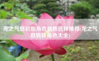 龙之气息初始角色属性选择推荐(龙之气息转移角色大全)