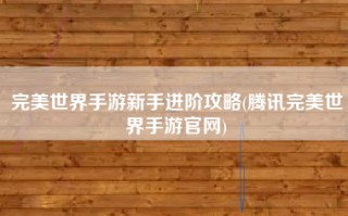 完美世界手游新手进阶攻略(腾讯完美世界手游官网)