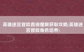 英雄迷宫冒险直视魔眼获取攻略(英雄迷宫冒险角色培养)