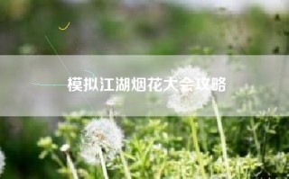 模拟江湖烟花大会攻略