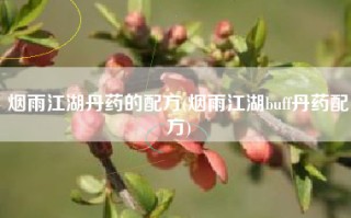 烟雨江湖丹药的配方(烟雨江湖buff丹药配方)