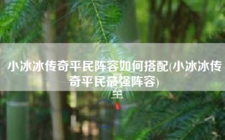 小冰冰传奇平民阵容如何搭配(小冰冰传奇平民最强阵容)