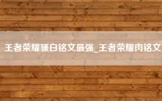 王者荣耀骚白铭文最强_王者荣耀肉铭文