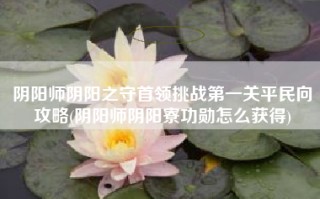 阴阳师阴阳之守首领挑战第一关平民向攻略(阴阳师阴阳寮功勋怎么获得)