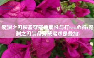 魔渊之刃装备穿戴叠属性与打boss心得(魔渊之刃装备穿戴需求是叠加)