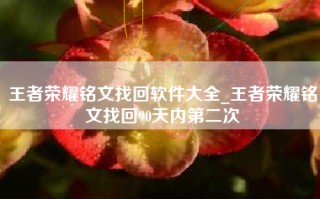 王者荣耀铭文找回软件大全_王者荣耀铭文找回90天内第二次