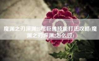 魔渊之刃深渊25层巨兽技能打法攻略(魔渊之刃深渊2怎么过)
