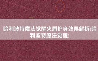 哈利波特魔法觉醒火盾护身效果解析(哈利波特魔法觉醒)