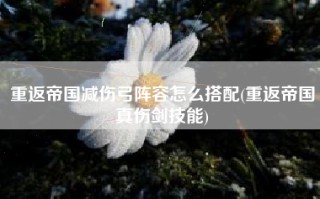 重返帝国减伤弓阵容怎么搭配(重返帝国真伤剑技能)
