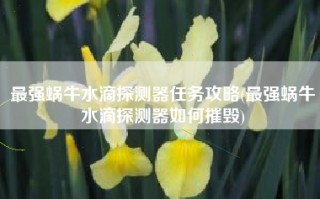 最强蜗牛水滴探测器任务攻略(最强蜗牛水滴探测器如何摧毁)