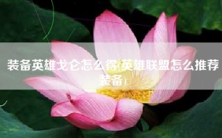 装备英雄戈仑怎么得(英雄联盟怎么推荐装备)