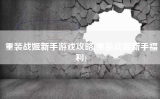 重装战姬新手游戏攻略(重装战姬新手福利)