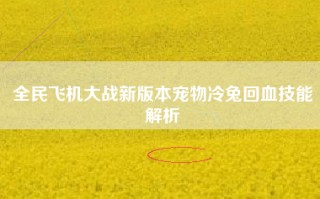 全民飞机大战新版本宠物冷兔回血技能解析