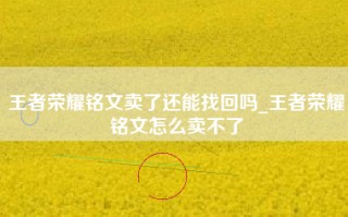 王者荣耀铭文卖了还能找回吗_王者荣耀铭文怎么卖不了
