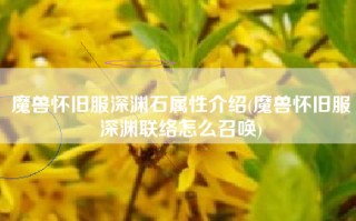 魔兽怀旧服深渊石属性介绍(魔兽怀旧服深渊联络怎么召唤)