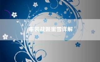 重装战姬蜜雪详解