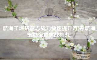 航海王燃烧意志战力快速提升方法(航海王燃烧意志战桃丸)