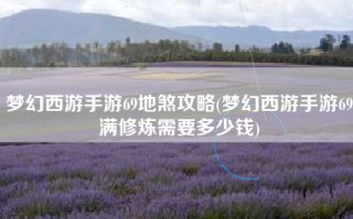 梦幻西游手游69地煞攻略(梦幻西游手游69满修炼需要多少钱)