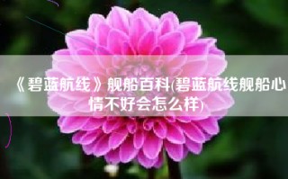 《碧蓝航线》舰船百科(碧蓝航线舰船心情不好会怎么样)