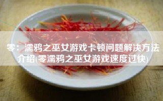 零：濡鸦之巫女游戏卡顿问题解决方法介绍(零濡鸦之巫女游戏速度过快)