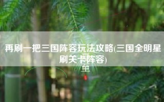 再刷一把三国阵容玩法攻略(三国全明星刷关卡阵容)