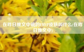 在昨日推文中镜的FMVP皮肤叫什么(在昨日推文中)