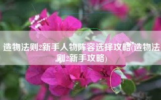 造物法则2新手人物阵容选择攻略(造物法则2新手攻略)