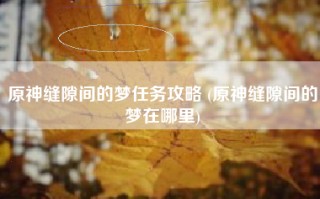 原神缝隙间的梦任务攻略 (原神缝隙间的梦在哪里)