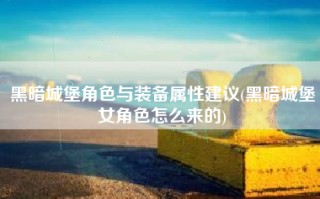 黑暗城堡角色与装备属性建议(黑暗城堡女角色怎么来的)
