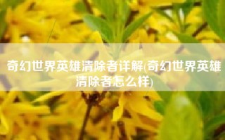 奇幻世界英雄清除者详解(奇幻世界英雄清除者怎么样)