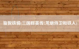狻猊铁骑(三国群英传7龙炮侍卫和铁人)