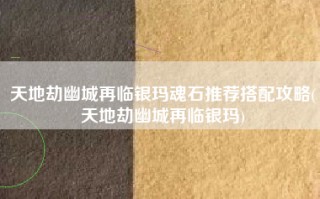 天地劫幽城再临银玛魂石推荐搭配攻略(天地劫幽城再临银玛)