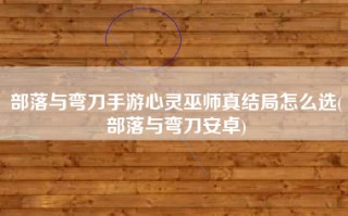 部落与弯刀手游心灵巫师真结局怎么选(部落与弯刀安卓)