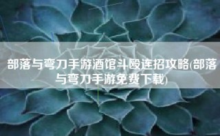 部落与弯刀手游酒馆斗殴连招攻略(部落与弯刀手游免费下载)