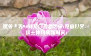 魔兽世界9.0狮笼任务怎么做(魔兽世界9.0狮王休玛刷新时间)