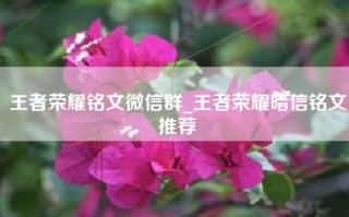 王者荣耀铭文微信群_王者荣耀暗信铭文推荐