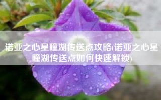 诺亚之心星瞳湖传送点攻略(诺亚之心星瞳湖传送点如何快速解锁)