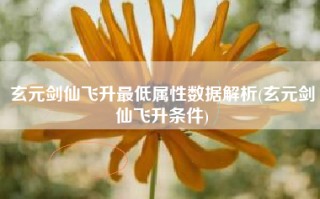 玄元剑仙飞升最低属性数据解析(玄元剑仙飞升条件)