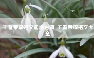 王者荣耀铭文超燃台词_王者荣耀铭文大全