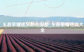 王者荣耀铭文怎么出都_王者荣耀铭文大全