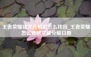 王者荣耀铭文分解后怎么找回_王者荣耀怎么查铭文被分解日期