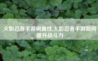 火影忍者手游刷属性,火影忍者手游如何提升战斗力