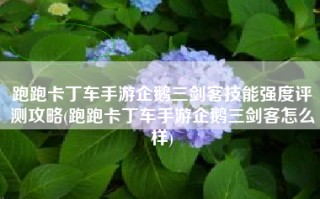 跑跑卡丁车手游企鹅三剑客技能强度评测攻略(跑跑卡丁车手游企鹅三剑客怎么样)