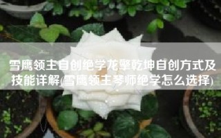 雪鹰领主自创绝学龙擎乾坤自创方式及技能详解(雪鹰领主琴师绝学怎么选择)
