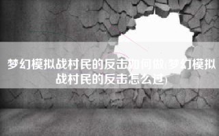 梦幻模拟战村民的反击如何做(梦幻模拟战村民的反击怎么过)