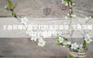 王者荣耀铠铭文打野出装最强_王者荣耀铠的最佳铭文