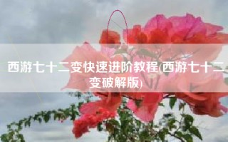 西游七十二变快速进阶教程(西游七十二变破解版)