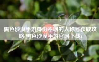 黑色沙漠手游身份不明的人称号获取攻略(黑色沙漠手游官网下载)