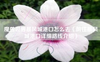 魔兽世界暴风城港口怎么去（前往暴风城港口详细路线介绍）
